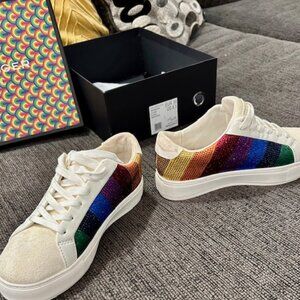 Kurt Geiger  London!  Laney Strip Crystal Suede Sneakers!